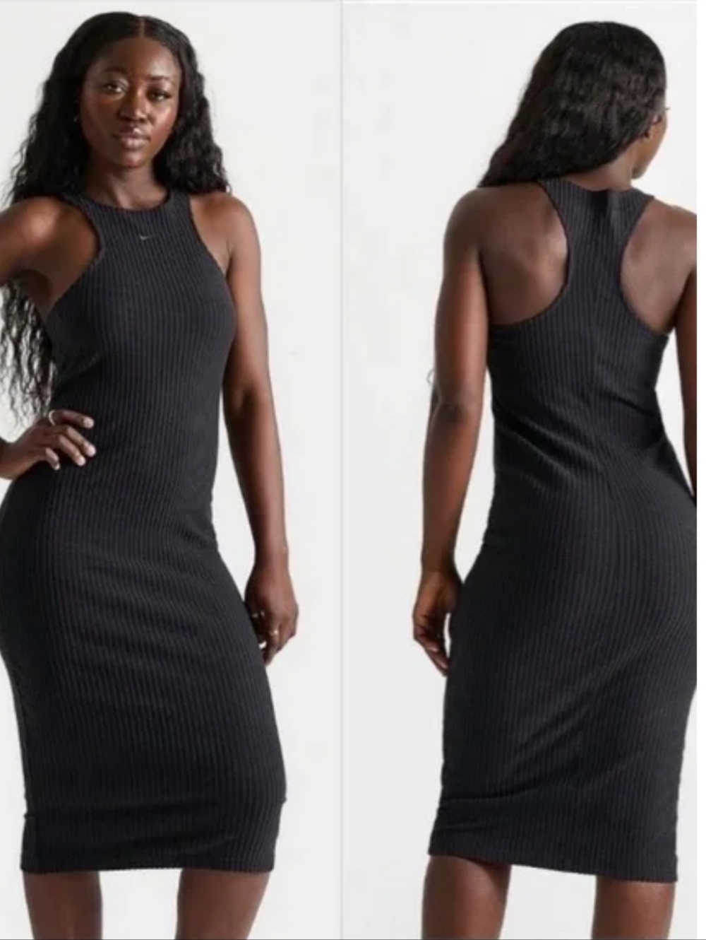 NIKE Sportswear Chill Knit Ribbed Midi Dress Size Small
